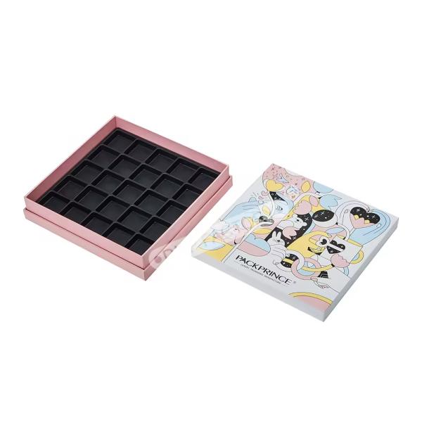 Premium Rigid Square Raphe Box With Secure Blister Tray For Chocolate Gift Packaging