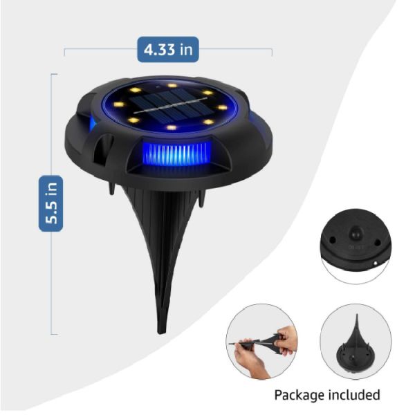 Solar Powered Disk Lights for Landscape Pathway Patio Waterproof LED Outdoor Garden