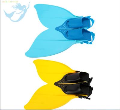 Blue And Yellow Plastic Mermaid Monofin , Mermaid Feet Fins Anti - Skidding