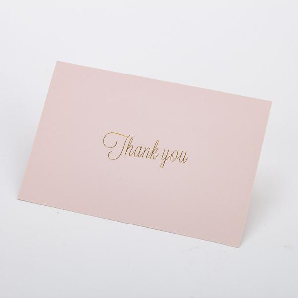 15x10cm personalizou o papel cor-de-rosa agradecem-lhe cartão com logotipo da folha de ouro