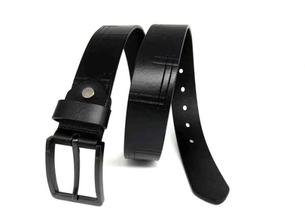 Embossed Alloy Pin Buckle 3.5cm Men Cow Leather Belt