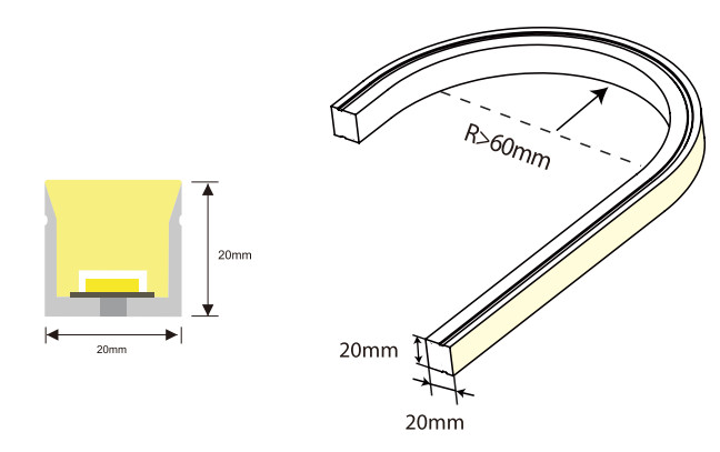 20*20 Лучший излучающий светодиодный флекс IP67 DC24V Led Neon Flex Strip с силиконовой трубкой