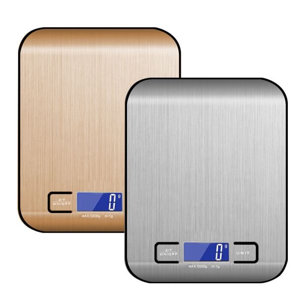 Battery Powered Stainless Steel Kitchen Scale 5KG Capacity and Accurate 1g Reading for Weight Measuring in the Kitchen