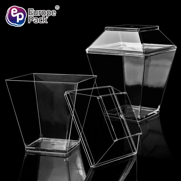 Party supplies dessert square reusable plastic cup with lid