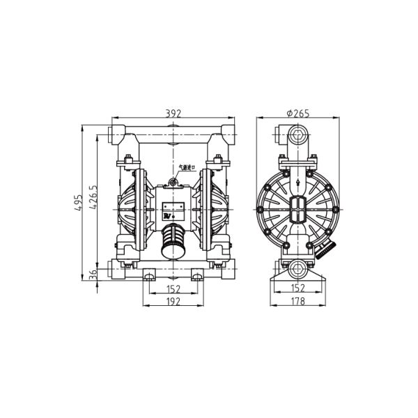 CE Certificated Air Operated Diaphragm Pump with 340L/M Flow Rate and Pneumatic Power Source