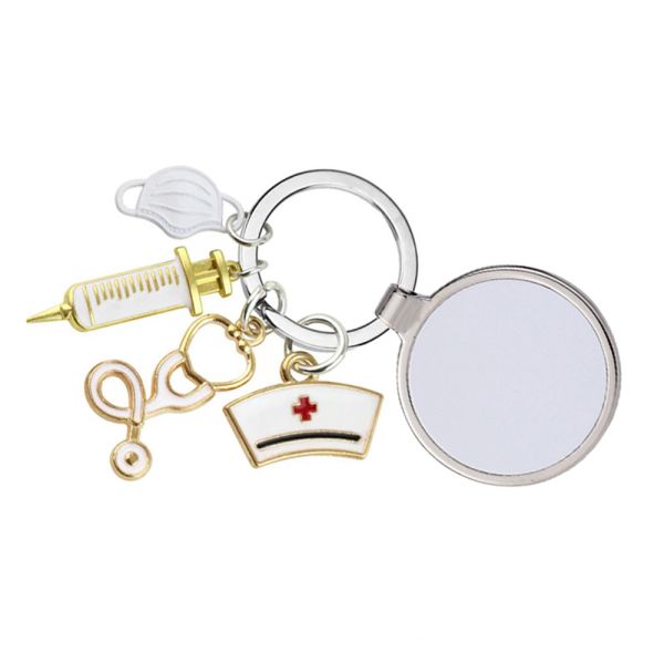 Blank Sublimation Picture Frame Medical Tool Keyring Custom Mask Stethoscope Syringe Nurse Cap Key Chain