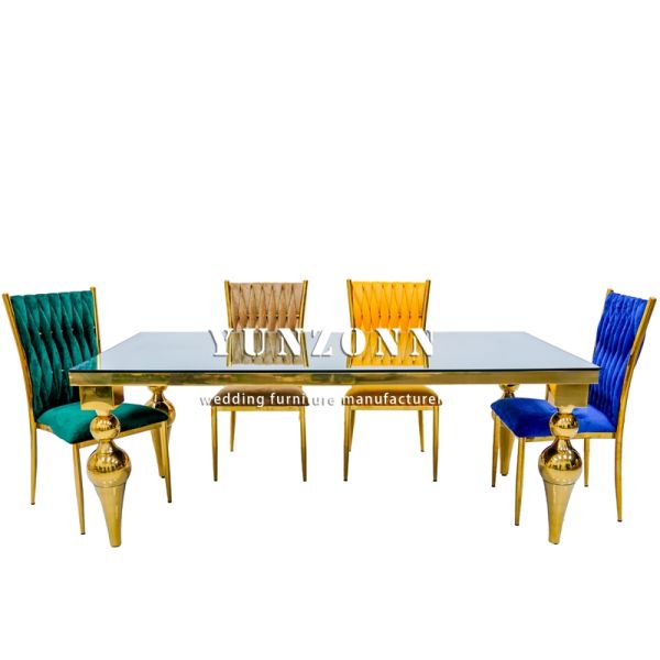 Wedding Hall Gold Stainless Steel Velvet Woven Upholster Fashional Chair for Restaurant