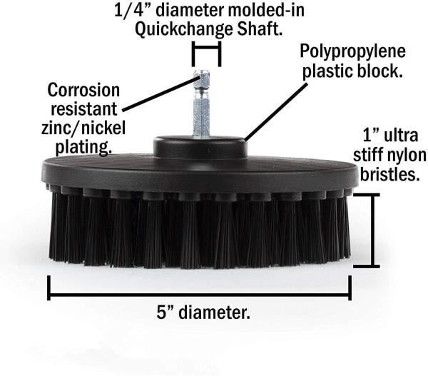 Drill Cleaning Brush 5 Piece Scrub Brush Drill Attachment Shower Cleaner Bath Mat Shower Doors Glass Cleaner