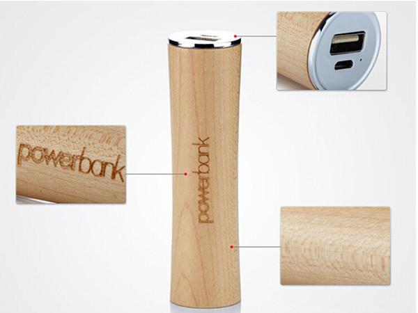 High Quality 2600mAh  18650 Battery  Wood Made Portable Mobile Power Bank