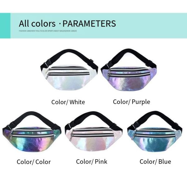 Stylish Customized Color Holographic Fanny Pack Waist Bag for Girls Laser PU Material