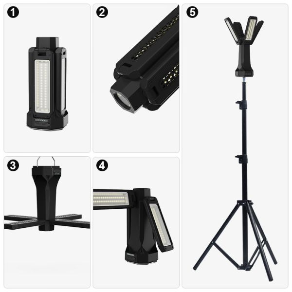 Lighting And Circuitry Design 16000mAh Magnetic Foldable LED Camping Light Four Leaf Lighting Solutions Outdoor Adventures