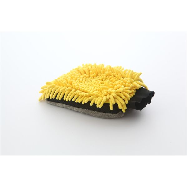 yellow/grey color microfiber plush chenille car cleaning detailing house cleaning wash mitts/gloves