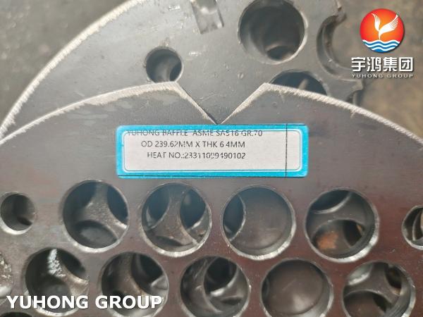 ASME SA516 Grade70 Carbon Steel Heat Exchanger Baffle Single Segmental 7.9MM Thickness