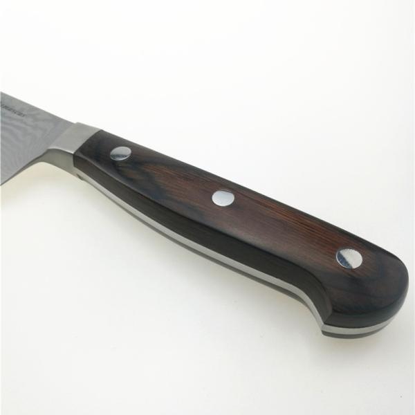 Facas de cozinha de Santoku Damasco, japoneses de madeira vermelhos do punho de Pakka que cozinham facas
