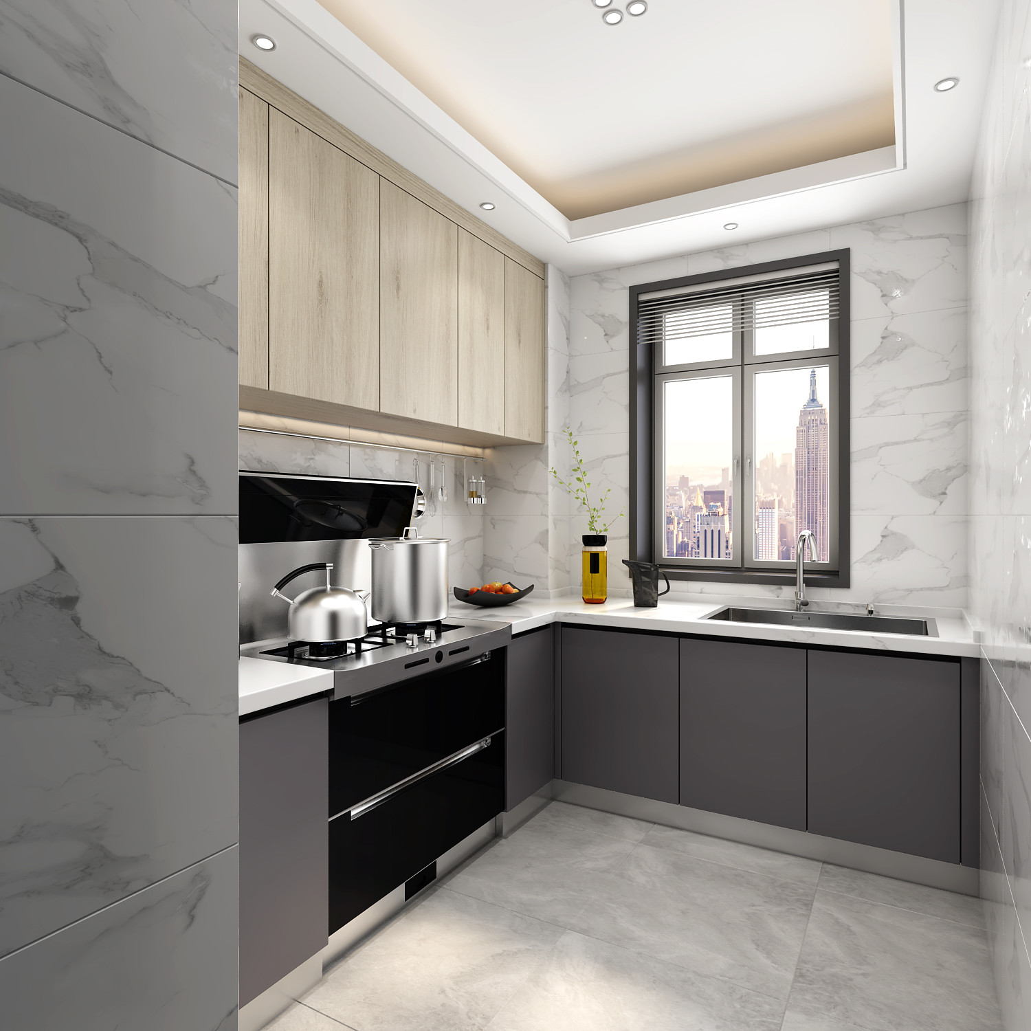 Waterproof Custom Kitchen Cabinets with Solid Wood Construction and Lacquer Coating