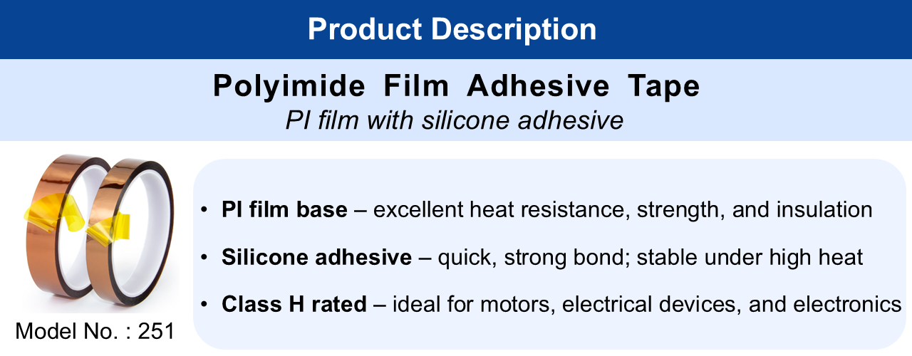 Polyimide Film Adhesive Tape For Insulation, 35 N/10mm Tensile Strength