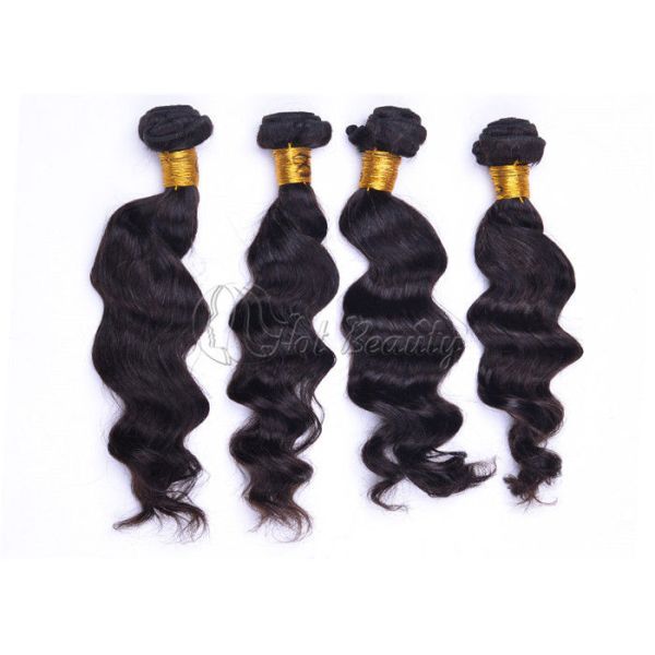 Long Wavy Remy Brazilian Virgin Human Hair Extensions Natural Black