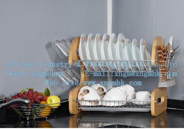 Wooden dish rack, stainless steel dish rack, kitchen utensils dish rack, drain bowl rack