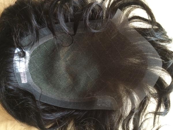 Npu Base 10*7 Perruque de cheveux pour hommes, densité moyenne, remplacement capillaire
