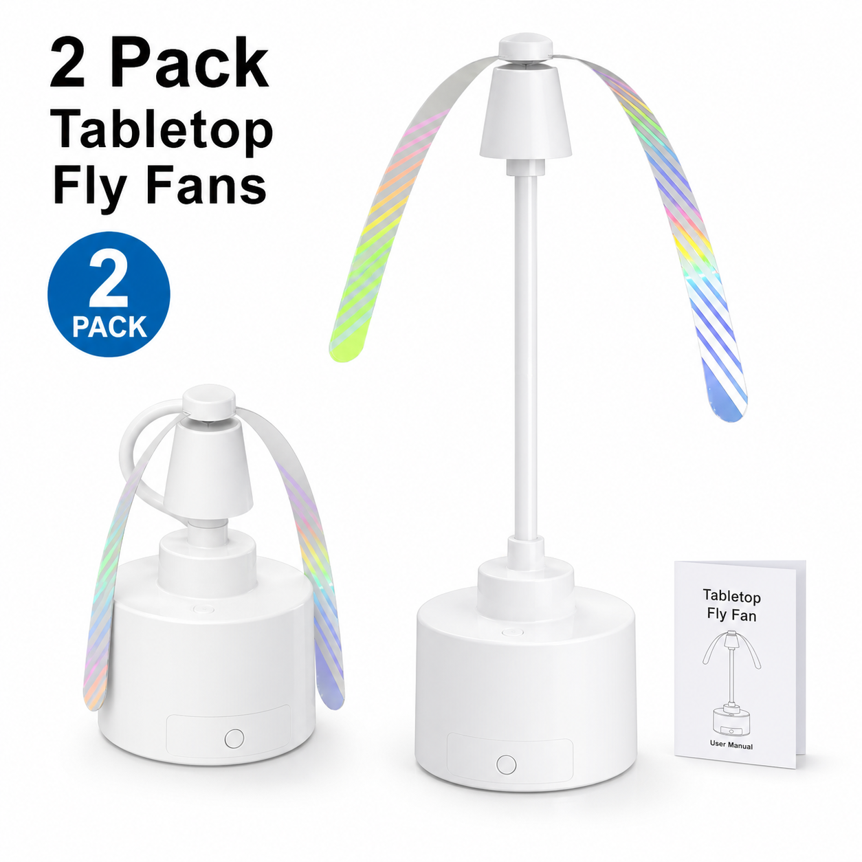 Foldable Mosquito Fly Repellent Fan 360-degree 2 Pack Electric Fly Trap with Smart LED Display