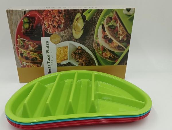 Sustainable Dishwasher Safe BPA Free Microwave Taco Plastic Plates for Back to School