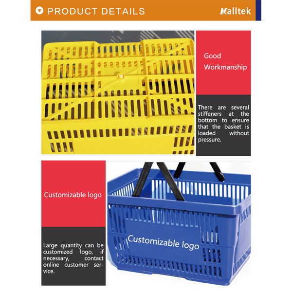 Double Hands Customizable Colour Shopping Basket For Spermarket