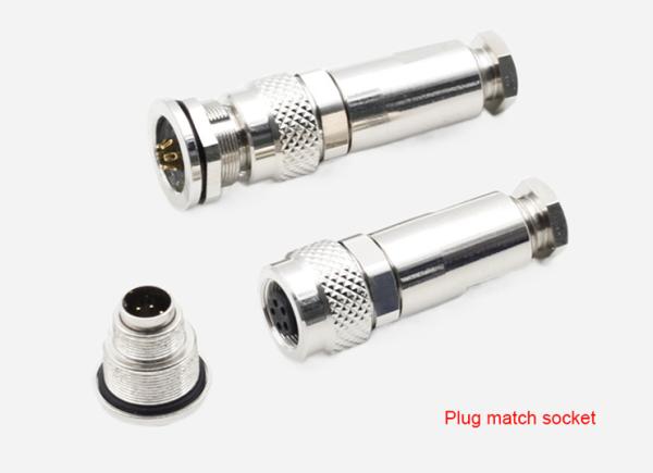 M9 Conector de metal macho Conector à prova d'água feminino Conector de metal blindado Recto ângulo