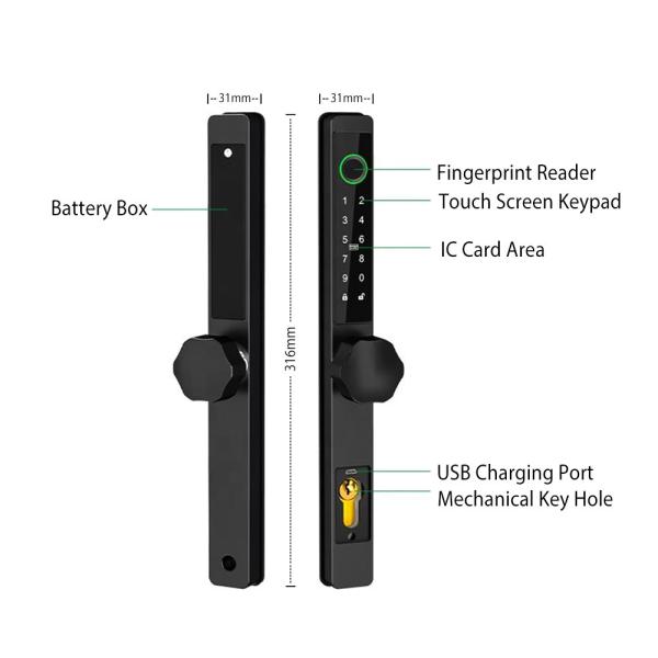 TTLock Waterproof IP65 Wireless Door Lock for Hotel and Sliding Smart Narrow Size Door Lock with Digital