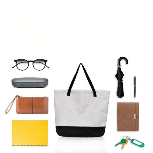 Large Capacity 380g Linen Sublimation Tote Bags Blanks Custom Print Logo Sublimation Shopping Handbags With Zipper
