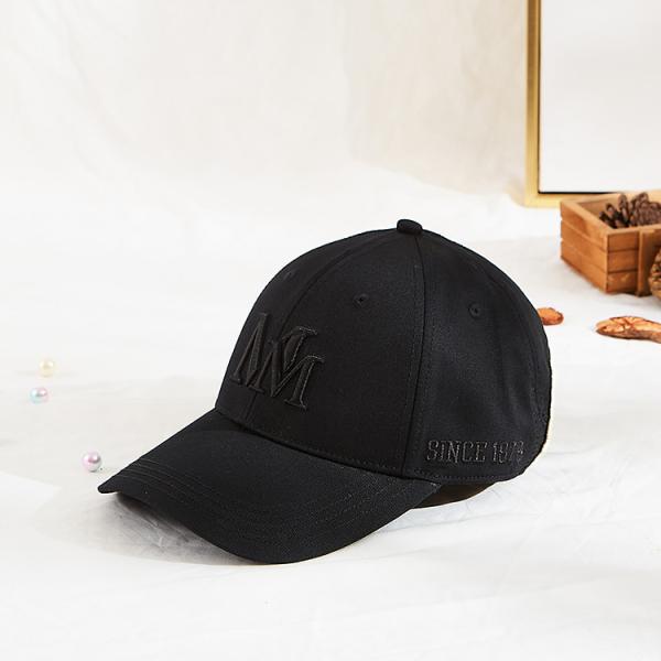 Blank Pattern Cotton Twill Embroidered Baseball Caps Black Color