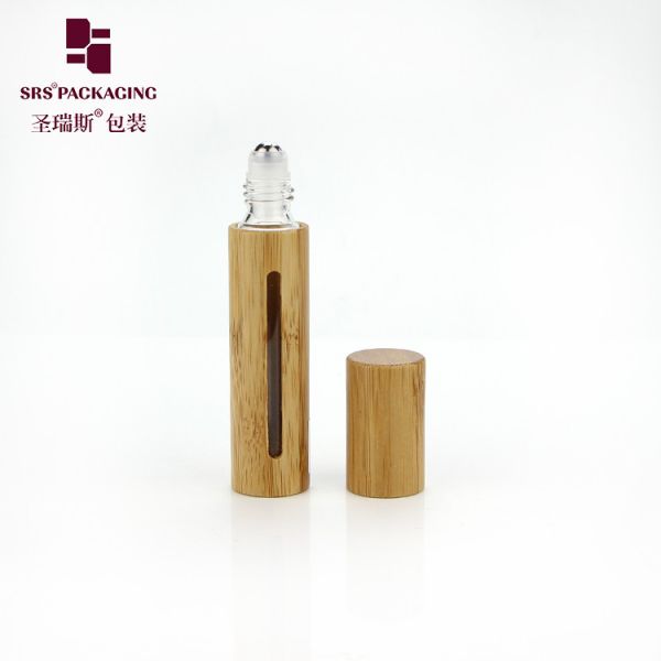 Biodegradable 10ML Bamboo Roll On With Bamboo Cap Empty Inner Glass Bottle In Stock
