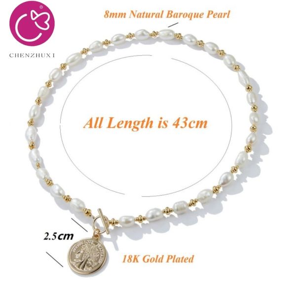 Round -Shaped Buckle Unique Design Clavicle Chain Advanced Gentle Elegant Pearl Necklace Plated Women Necklace