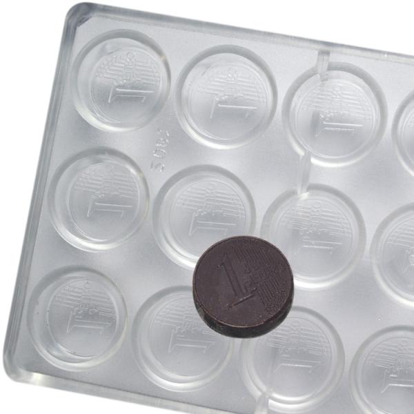 Molde de chocolate em forma de moeda retangular de policarbonato PC Molde de chocolate