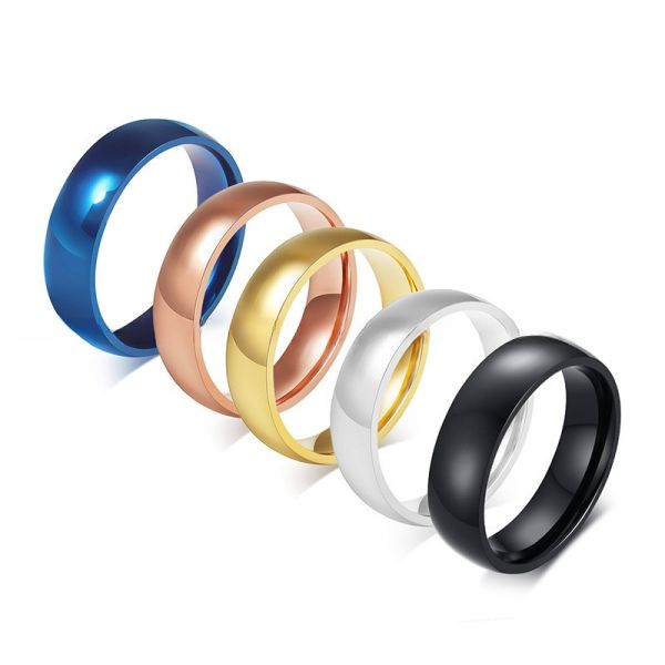 6mm Stainless Steel Rings High Polished Plain Domed For Men Women