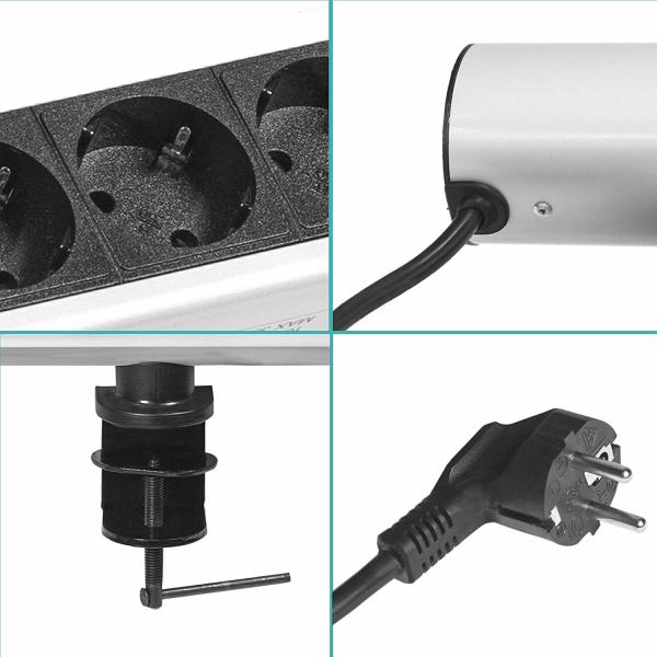 Horizontal Mounting Under Desk Power Strip For Office Furniture Desk Ice Protection Class
