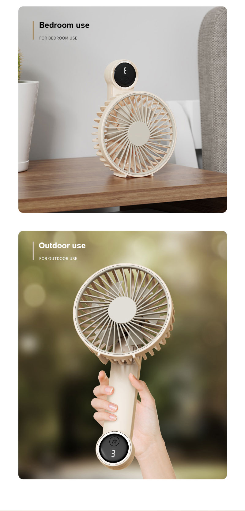 Wholesale Customized Digital Display Portable Mini Charging Fan Air Cooling Fan Handheld 3 Speed Mini Hand Fan With LOGO
