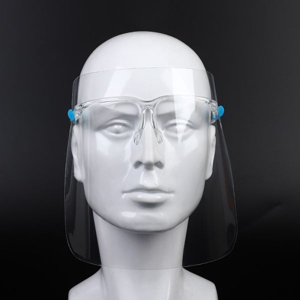 Haixin Full Coverage Anti-Fog Face Shield Clear Plastic with Glass Frame One Size Fits Most Medical Goggles for Glass Wearers