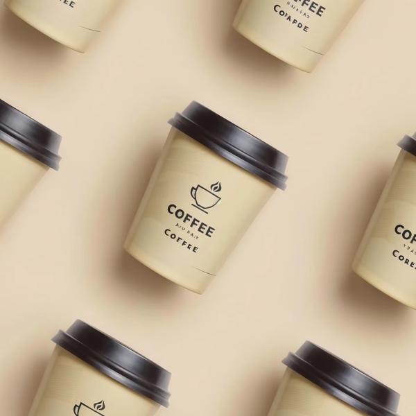 Customize Logo Disposable Biodegradable Coffee Paper Cup Double Ripple Wall Paper Cup for Hot Drinks With Lid and Sleeve