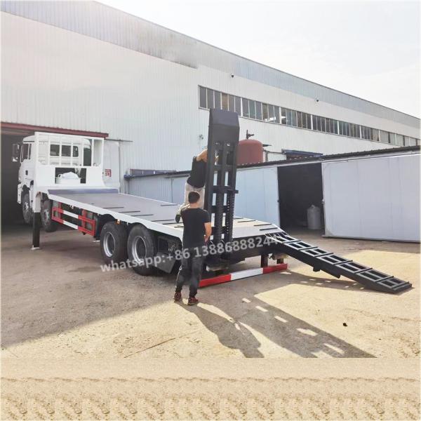 Shacman Export Model Front Lift 30 Tons Flatbed Truck   Self-unload Truck     Flatbed Transporter