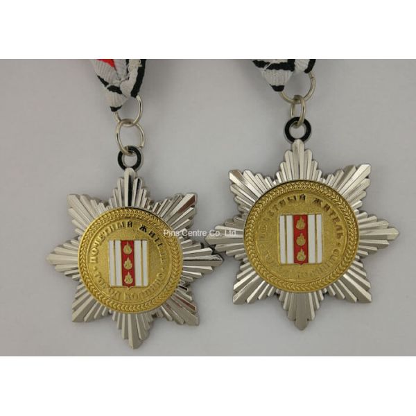 Multi Color Die Cast Medals , Antique Basketball Or Hockey Enamel Graduation Medals