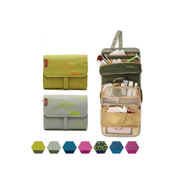 Large Custom Hanging Folding Toiletry Bag , Travel Organizer Cosmetic Bag For Women