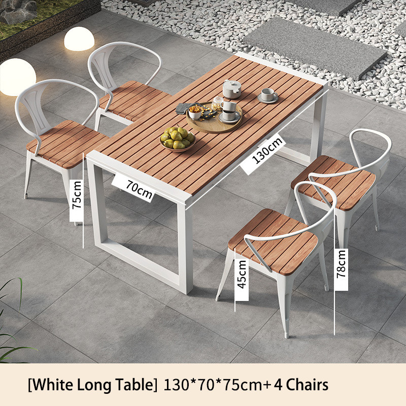 Plastic-Wood Table for Leisure Outdoor Patio Furniture Bench Coffee Table Combination