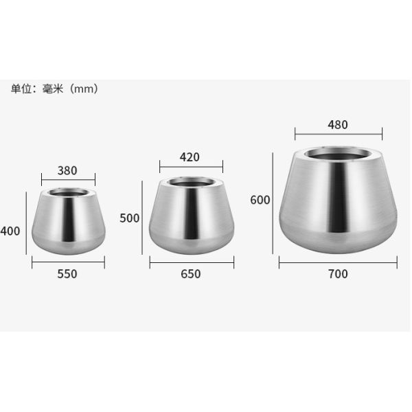 Diameter 55 65 70cm Cone Stainless Steel Planter Indoor Decorate
