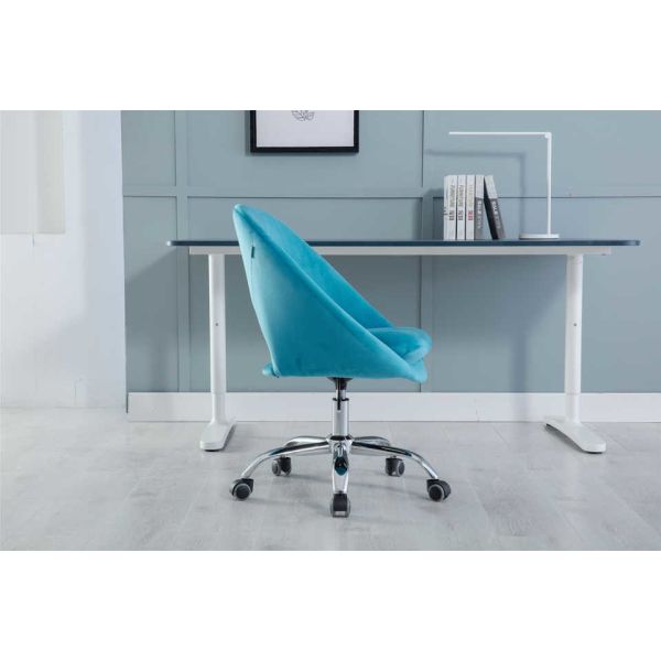 5 Star Base Teal Bedroom Swivel Chair / 8.2KGS Velvet Spinny Chair