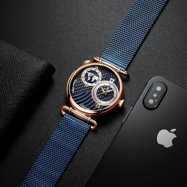 Chinese Two Movement Stainless Steel Caseback Watch , Mens Waterproof Watches Alloy Case