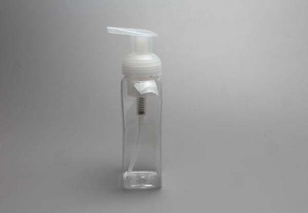 bubble pump head Plastic Hand washing liquid bottle of 300 ml in clear color