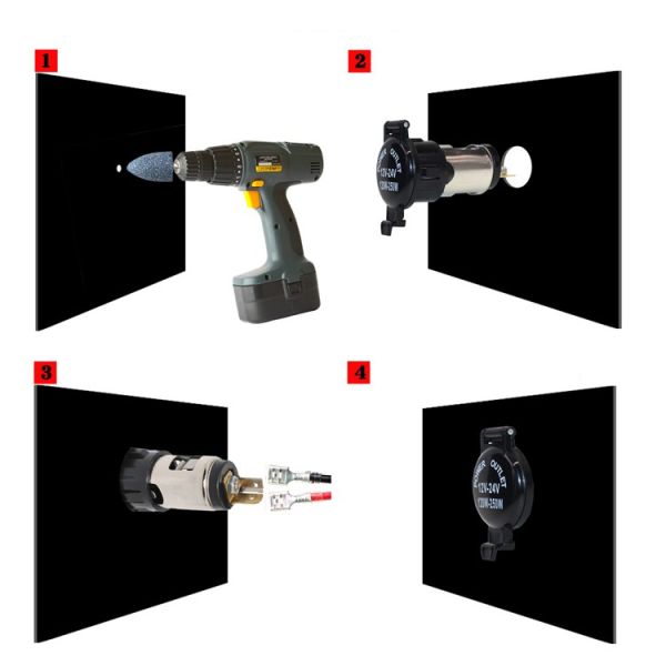 Car Motorcycle Truck Cigarette Lighter Socket Female Power Outlet With 5M Cable 12V 24V