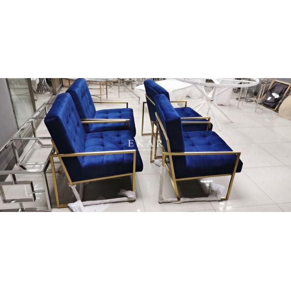 Modern Simple Design Metal Velvet Stainless Steel Set Fabric Sofa