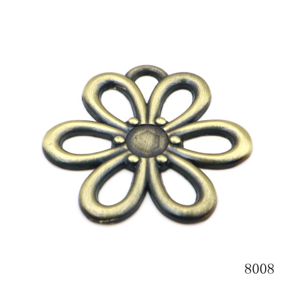 Brushed Anti Brass Flower Shape Metal Logo Tag Zinc Alloy Tags For Handbags Hardware Accessories