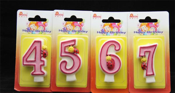 Number Candle with Pink Edge and Pink Color inside Painting with cut coccinella septempunctata
